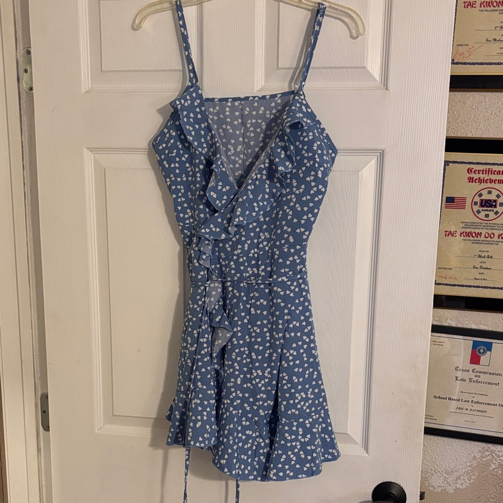 Blue Floral Ruffle Dress
